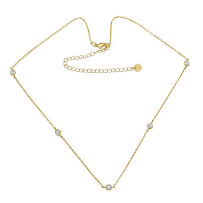 Collar con Dije de Circonias – Baño en Oro 14K
