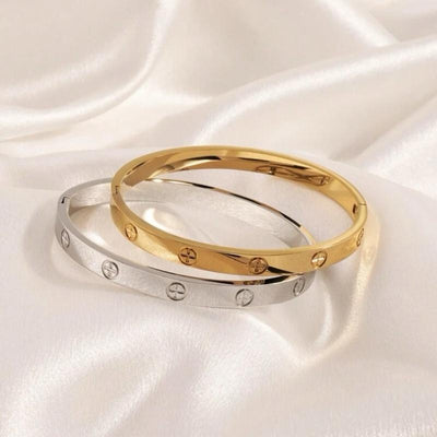 Simple Neutral 18K Gold Plated Stainless Steel Cross Bangle Set for Daily Wear and Holiday Gifts Girlfriend Bracelet Party Woman Gift Fashion All-Match Cute Bracelets Couple Bracelets Bangles