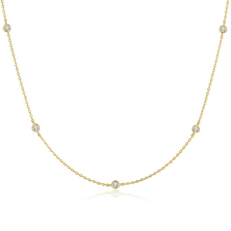 Collar con Dije de Circonias – Baño en Oro 14K