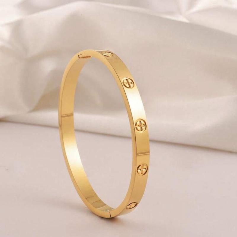 Simple Neutral 18K Gold Plated Stainless Steel Cross Bangle Set for Daily Wear and Holiday Gifts Girlfriend Bracelet Party Woman Gift Fashion All-Match Cute Bracelets Couple Bracelets Bangles