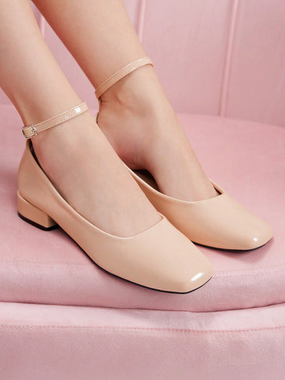 CUCCOO DOLLMOD Fashion Apricot Color Mary Jane Chunky Heeled Shoes Valentine Day