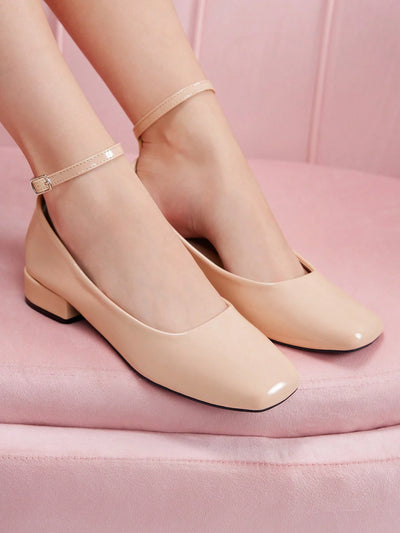 CUCCOO DOLLMOD Fashion Apricot Color Mary Jane Chunky Heeled Shoes Valentine Day