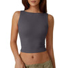QINSEN Women'S Sexy Open Back Sleeveless Crop Tank High Neck Slim Fit Cropped Tee Shirt Y2K Tops Comfort Fabric