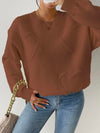 Women'S Heart Patched Drop Shoulder Sweater, Casual Soft Long Sleeve round Neck Jumper for Fall & Winter, Fashion Style Ladies' Knitwear for Daily Wear