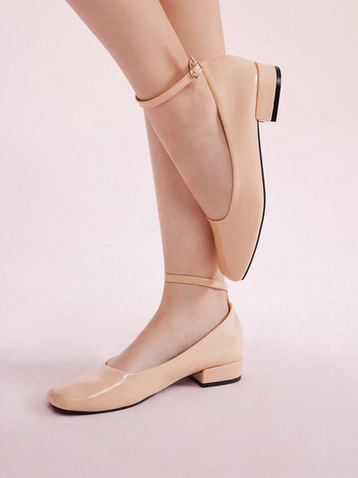 CUCCOO DOLLMOD Fashion Apricot Color Mary Jane Chunky Heeled Shoes Valentine Day
