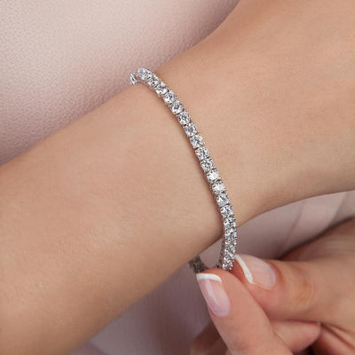 PAVOI 14K Gold Plated 3Mm Cubic Zirconia Classic Tennis Bracelet - Hypoallergenic Gold Bracelets for Women - Size 6.5-7.5 Inch - Simulated Diamond Tennis Bracelets