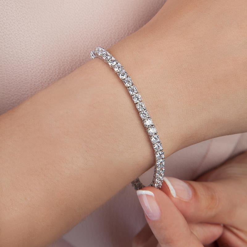 PAVOI 14K Gold Plated 3Mm Cubic Zirconia Classic Tennis Bracelet - Hypoallergenic Gold Bracelets for Women - Size 6.5-7.5 Inch - Simulated Diamond Tennis Bracelets